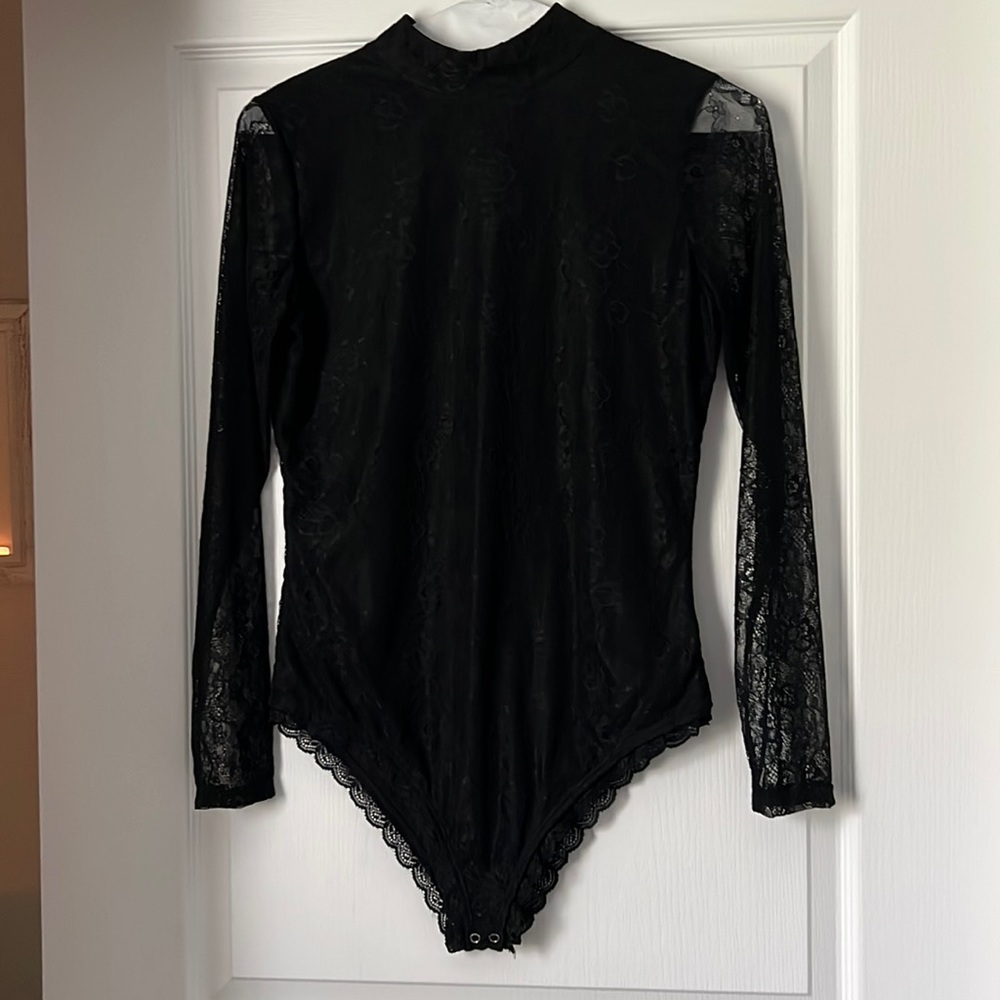 Versatile, mock neck, comfortable lace bodysuit